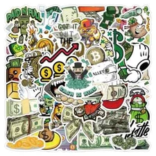 50 Pack of Cool Money Stickers for Laptop/Water Bottle/Phone Case/iPad/Kindle
