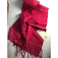 Scarf Panmai Group Pink Naturally Dyed Hand Woven 51x12 Rectangle Fringe Woven