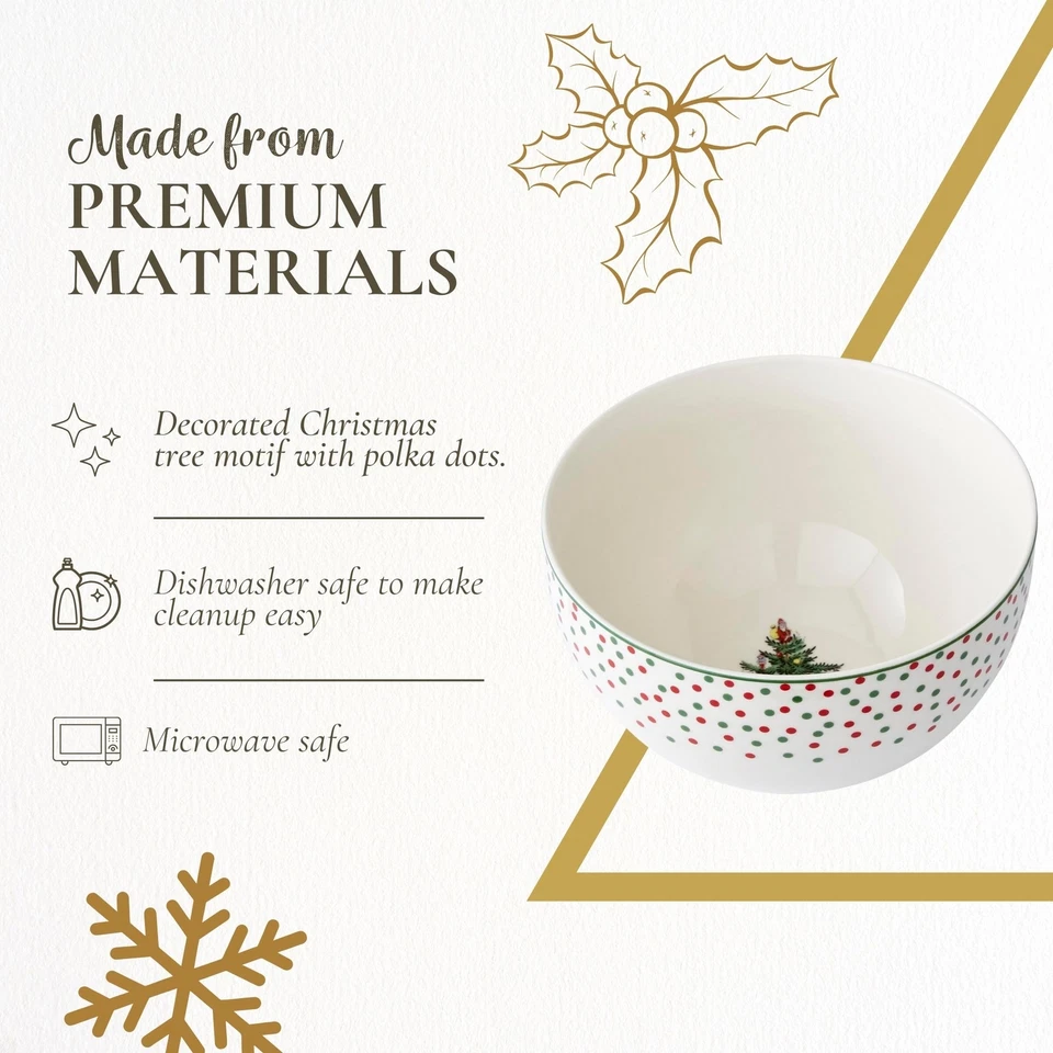 Spode 4 件套圣诞树米饭碗 - 6 英寸陶瓷节日假日餐具 — 第 4/4 张图片