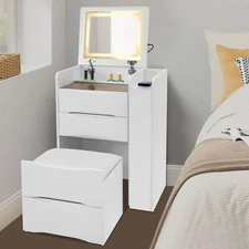 Vanity Desk Home Table with Plip Top Mirror Compact Makeup Vanity w/ 3 Drawers