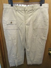 WOMENS DOCKERS STRETCH PUTTY CAPRI PANTS SIZE 14 INSEAM 19" WAIST FLAT 18"