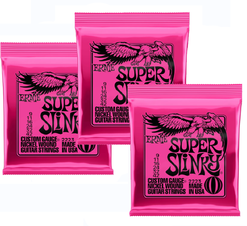 3 Sets Ernie Ball 2223 Super Slinky Electric Guitar Strings 942 UK