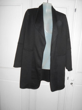 Bnwt Max Studio Black Long Open Front Collared Jacket - S/uk10
