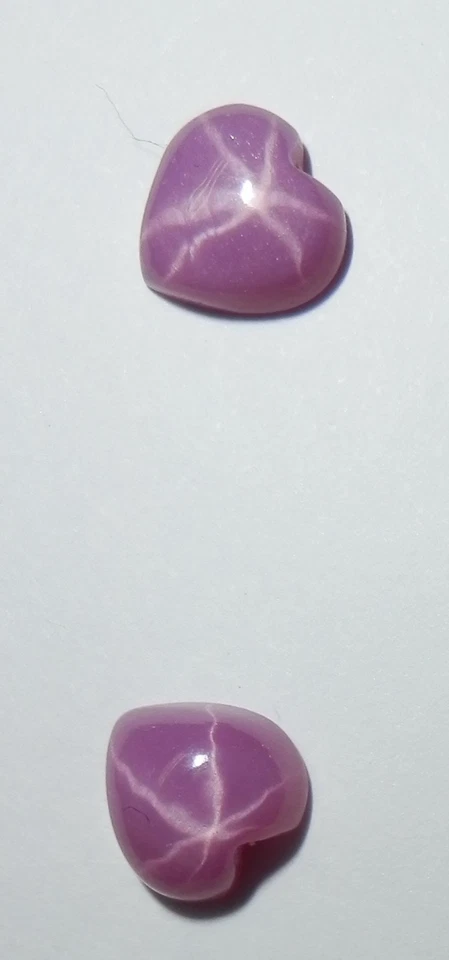 Opaque Star Ruby Heart 7x7 mm Cabochon Created 6 Rayed Stone 3 pieces Lot - Image 3 of 4