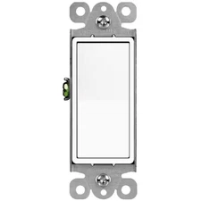 15 Amp Single Pole Decorator Paddle Rocker Light Switch with Wall Plates, White