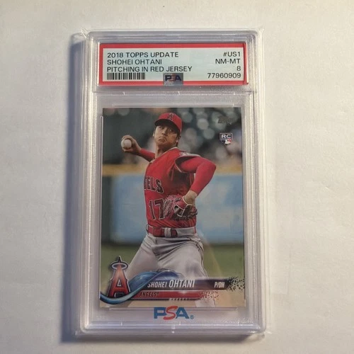 2018 Topps Update Shohei Ohtani #US1 Pitching In Red Jersey PSA 8 NM-MT - DODGER