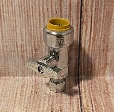  1/4 Turn Angle Stop Valve 3/8" OD x 1/2" PUSH-FIT-Straight Handle (131-03)