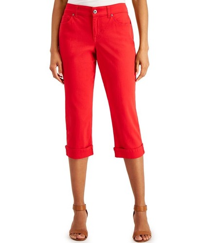 Women's Levi's red regular fit cuffed capri jeans size 14 - Picture 4 of 5