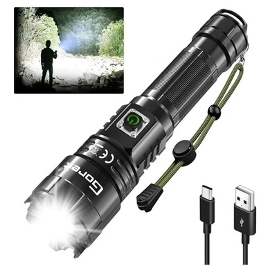 Goreit Flashlights High Lumens Rechargeable, 2000 Lumen XHP70.2 LED Flashligh...