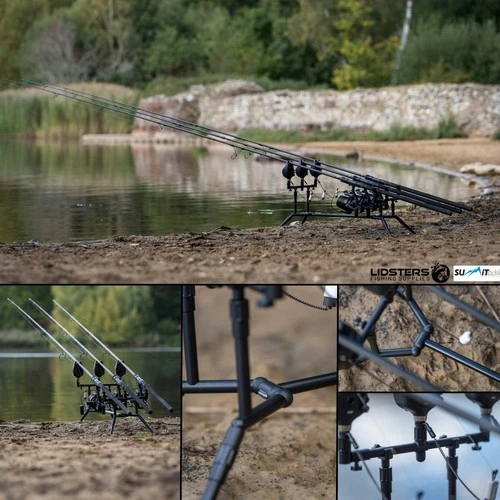 Summit x Lidsters Carp Fishing Rod Pod UK Made Black Aluminium Adjustable 3 Rods