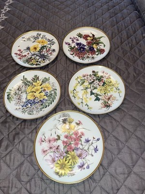 Set von 5 Sammlertellern Blumen Deutschlands - Franklin Porzellan