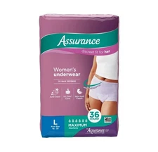 Assurance Women's Incontinence & Postpartum Underwear, L , Maximum Absorbency