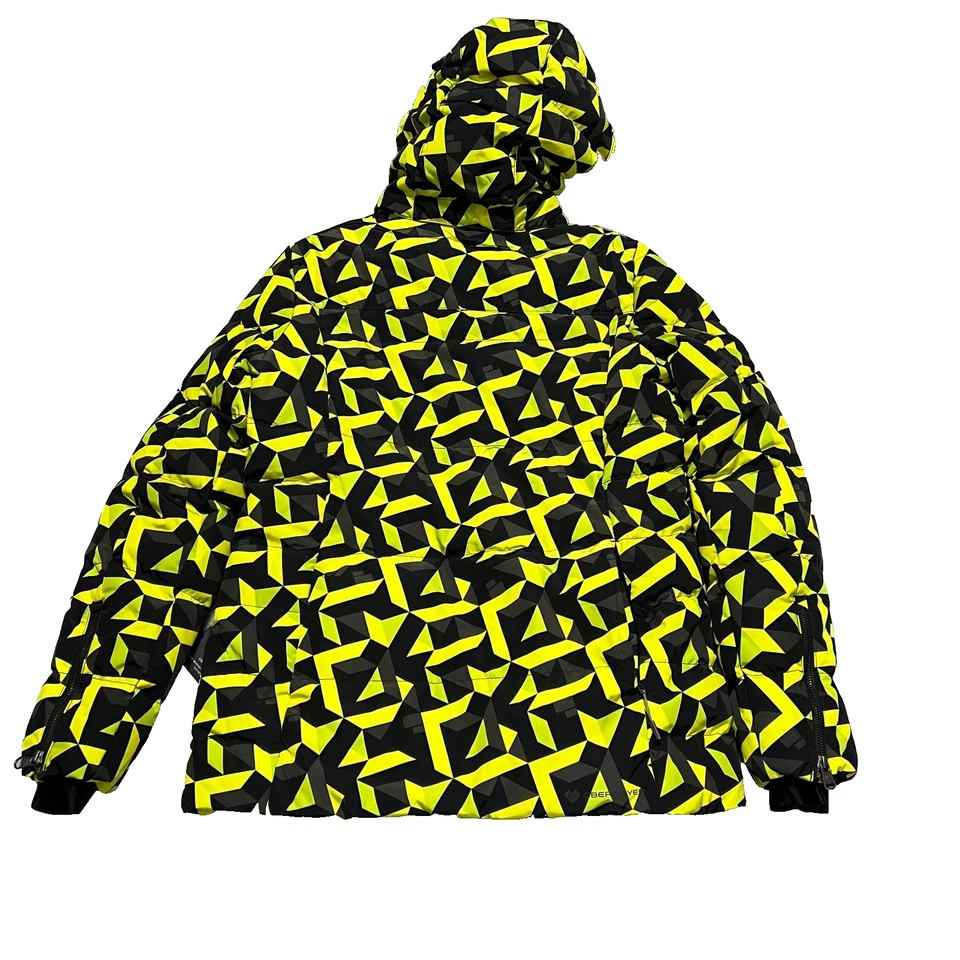 Chaqueta de plumón Obermeyer Circe para mujer talla 12 negra amarilla estampado geométrico nueva con etiquetas Foto 3 de 4