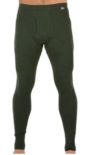 New MERIWOOL Mens Base Layer 100% Merino Wool Thermal Pants Large Army Green