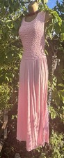 ASOS pink Ruched Jersey viscose backless shoes Maxi Dress UK 14