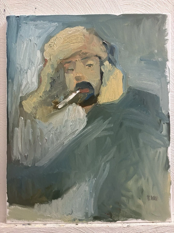 自画像 男性 野兽派 原创 油画 帆布 16 英寸 x 20 英寸 BVC — 第 2/3 张图片