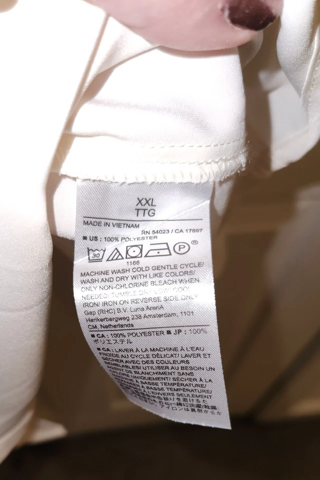 Новый с Ярлыками Banana Republic слоновой кости/кремовый на пуговицах шелковистый блузка с длинным рукавом XXL - Изображение 3 из 3