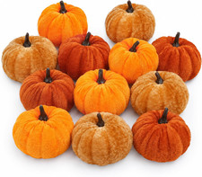 , Artificial Velvet Pumpkin Decor for Fall Decor, 12Pcs