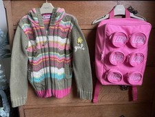 Lego pink brick backpack bag +Friends Girls knitted zip hoodie age 6 / 116cm