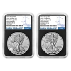 2021 Reverse Proof American Silver Eagle Designer 2pc Set NGC PF70 ER Blue