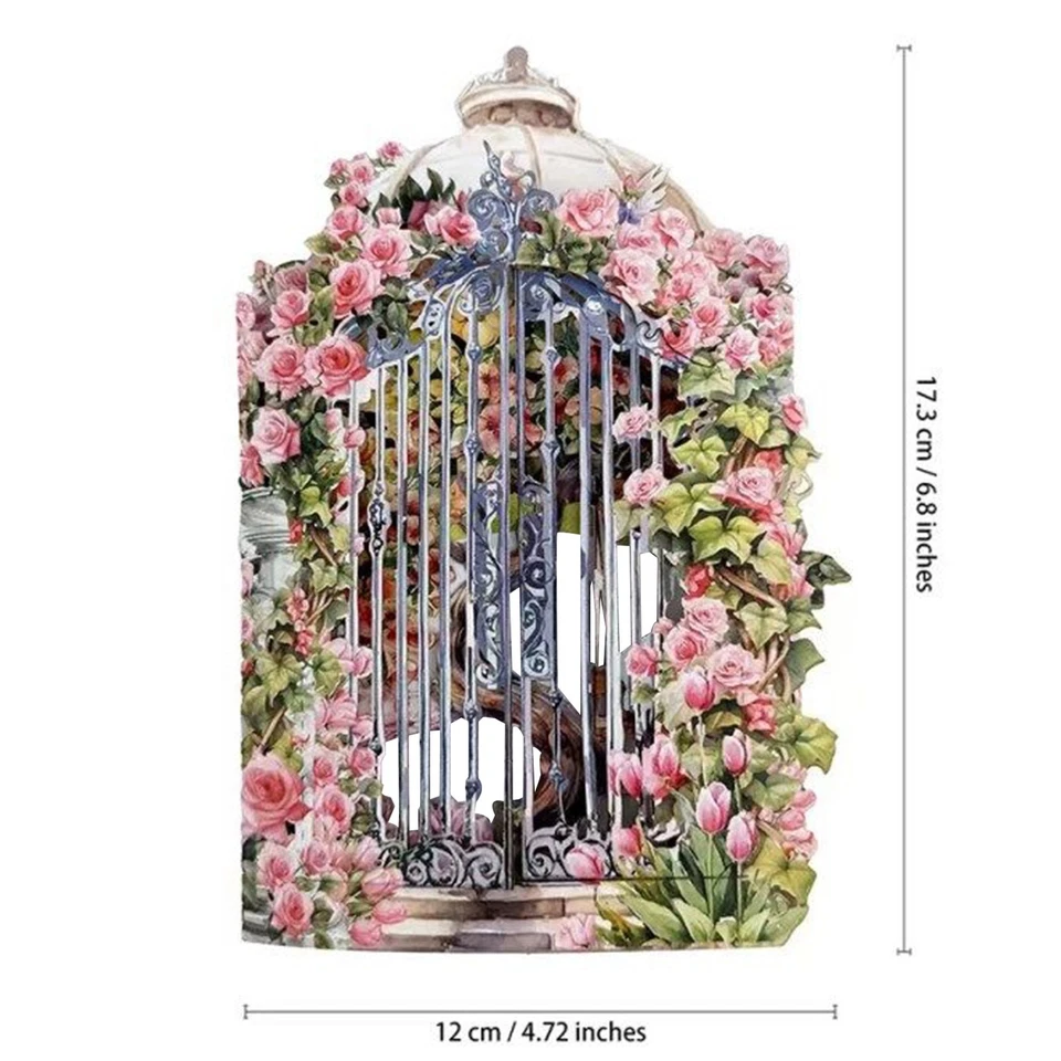 Tarjeta de felicitación emergente 3D té de la tarde gato jardín rosa regalo de cumpleaños de Navidad Foto 2 de 4