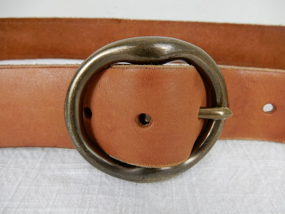 Cinturón Lucky Brand blanco con cuentas cuero tostado hebilla de latón para mujer talla L Foto 2 de 4