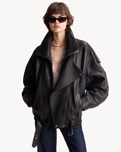 YSL SAINT LAURENT Oversized BROWN BRUN Leather Jacket MSRP $7400 FR36 US4