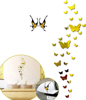 3D Spiegel Schmetterlings Wandaufkleber Dekoration FüR Wohnzimmer Schlafzimmer B