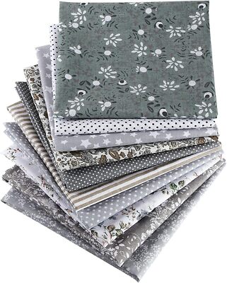 10 Pieces 20 X 20 Inch Squares Floral Fabric Patchwork Quilting Gray Square Bund