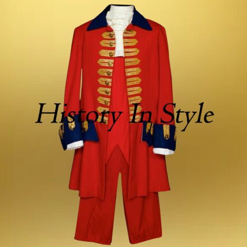 18th Century British Hussar Military Coat Colonial Men's Red Wool Coat Fast Ship