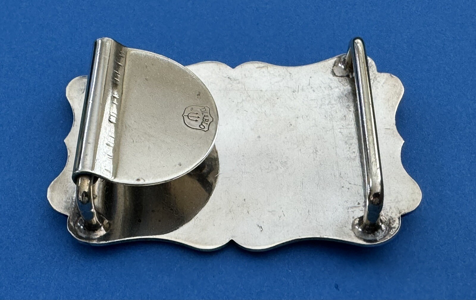 Vintage Old Western Diablo Sterling Silver Blank Monogram Plate Belt Buckle