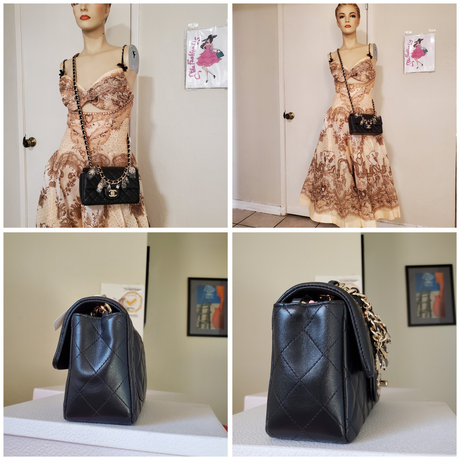 Chanel Classic mini Rectangular black Lambskin Co… - image 22