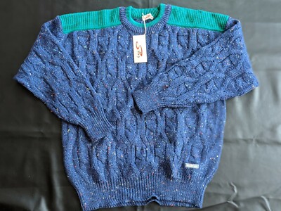 Vintage 1980s Silvy Tricot Italian Ski Racing Blue Green Knit