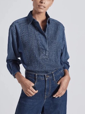 Current Elliott The Patty Shirt Top Denim Sold Out! Rare SIZE 0 $268