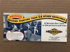 Vintage BLUE SUNOCO MOTOR FUEL Ink Blotter Hummel New Philadelphia Oh 1937