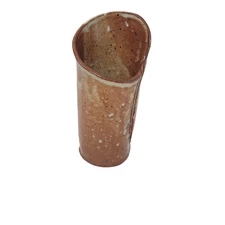 Handmade Free Form Earthenware Rustic Art Pottery Vase Pencil Holder Brown