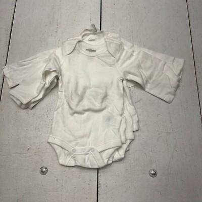 Mighty Goods White 4 Pack Long Sleeve One-Piece Kids Size 0-3 Months NEW
