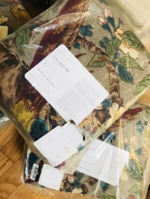 Pottery Barn Pheasant Bird Drapes Set 2 Floral Neutral 50x 96 Blackout New