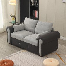 Luxury Faux Leather and Fabric Sofa Suite 3 Seater 2 Seater Armchair Sofa Set