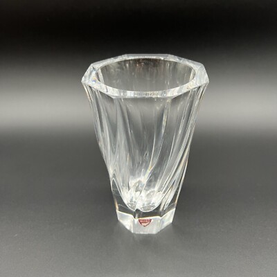 Vintage signed Orrefors Crystal Vase 6'' Sweden with Sticker
