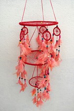 Red Handmade Dream Catcher, Feather Hanging Dreamcatcher Home Decor