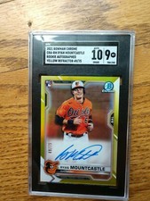 2021 Bowman Chrome /75 Ryan Mountcastle Auto Yellow SGC 9 RC Rookie Refractor 