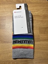     NWT 18 Lululemon Daily Stride Mid Crew Socks Rainbow Gray SizeL