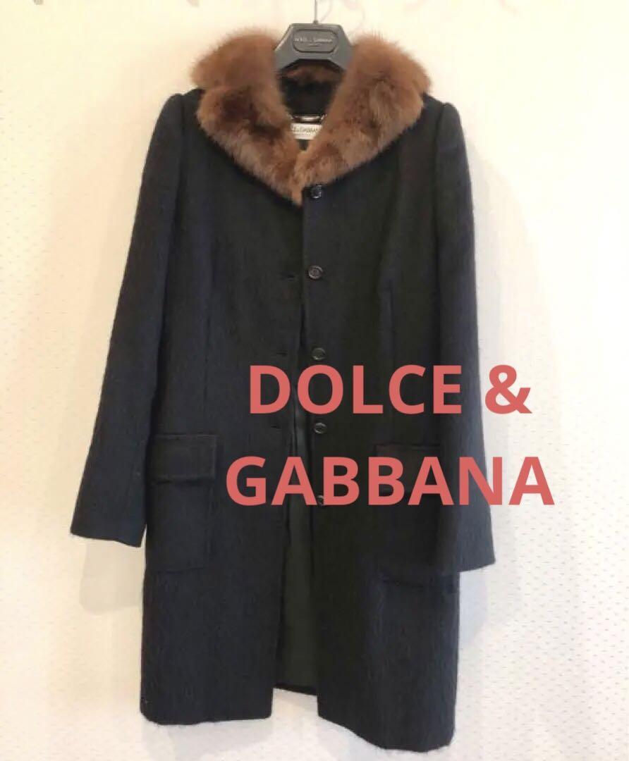 Dolce & Gabbana 100% Alpaca Coat Black Women's Size M From