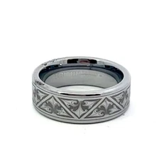 Triton Tungsten Carbide TC805 Laser Engraved Band Ring 8mm
