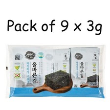 Korean Roasted Seasoned Seaweed, Nori Laver Snack 9 Packs x 3g 27g