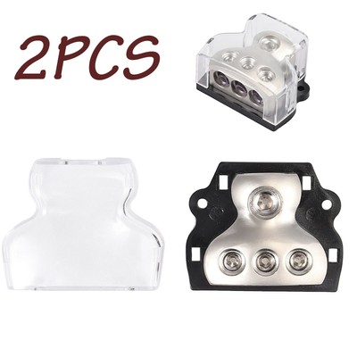 2Pcs 3 Way Power Distributor Block Car Audio Splitter 3*4 Gauge Out 1*0 Gauge in