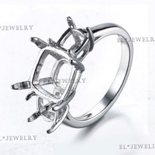 3-stone 925 Silver Wedding Fine Ring Vintage Jewelry 5x5mm Cushion Semi Mount