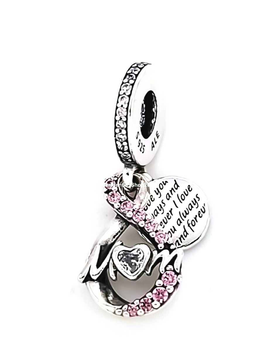 New Authentic PANDORA Mom Infinity Pavé Double Dangle Charm