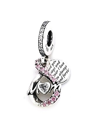 New Authentic PANDORA Mom Infinity Pavé Double Dangle Charm